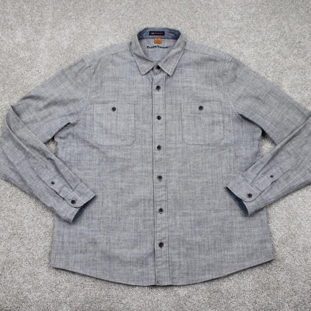 Tailor Vintage Luxe Performance Shirt Adult XL Gray Long Sleeve‎ Stretch Button